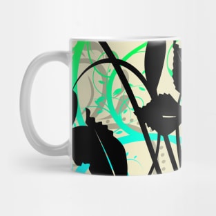 Nature Leaves with Neon Coloured Branches and Tribal Shadow Pattern Mug